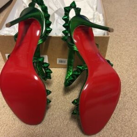 Christian Louboutin Green Spiked Sandals - Picture 4 of 6